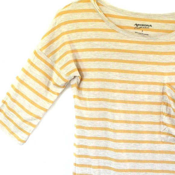 Buttercream Yellow Striped Shirt, 3/4 sleeve - Picture 4 of 6